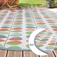 Tapis d'extérieur rond Bubble Plant, 6 pi x 7 pi, polyoléfine tissée 6 pi x 7 pi