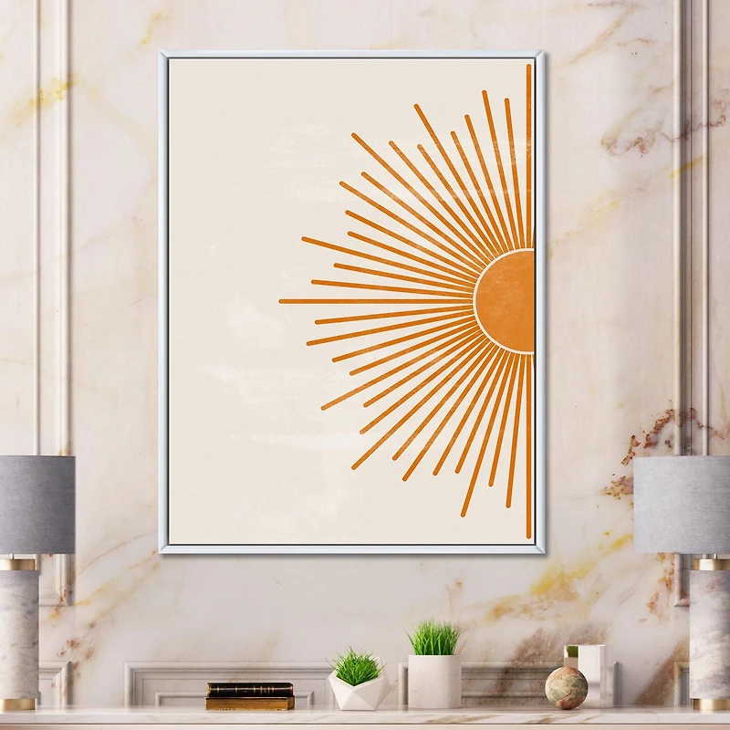 Designart Orange Sun Print I FLOAT FRAME WALL ART