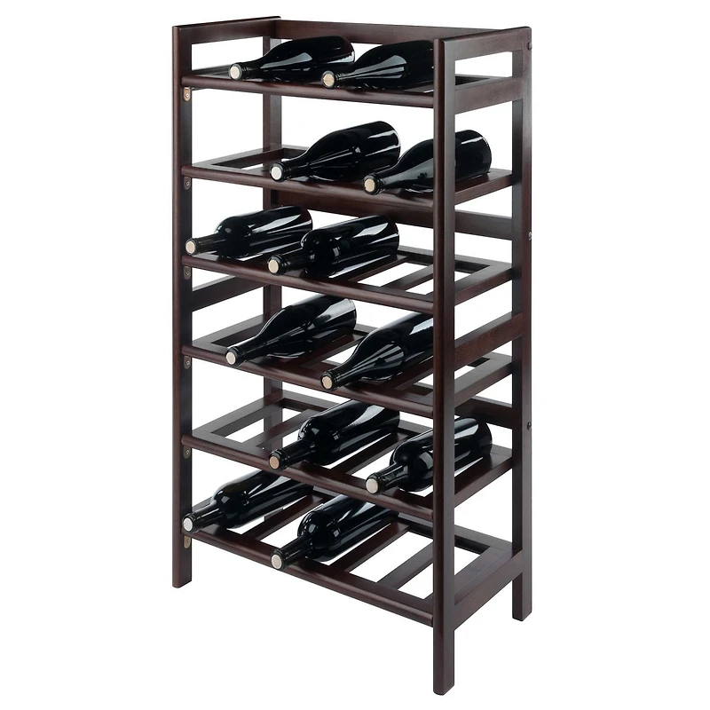 Winsome Silvi Wine Rack, 30-Bottle, - 6-Tier Walnut finish