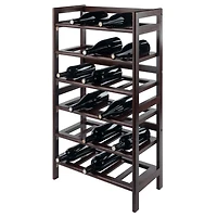 Winsome Silvi Wine Rack, 30-Bottle, - 6-Tier Walnut finish