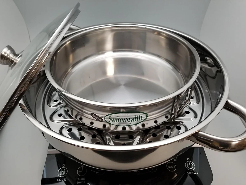 Sunwealth Étuveuse à deux paliers en acier inoxydable, de 34 cm