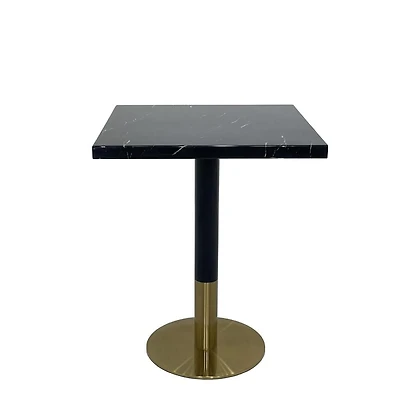 Garza Square Dining Table made of Faux Marble with Brushed Gold Details in White