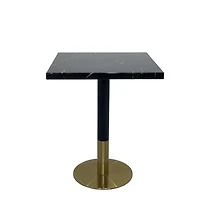 Garza Square Dining Table made of Faux Marble with Brushed Gold Details in White