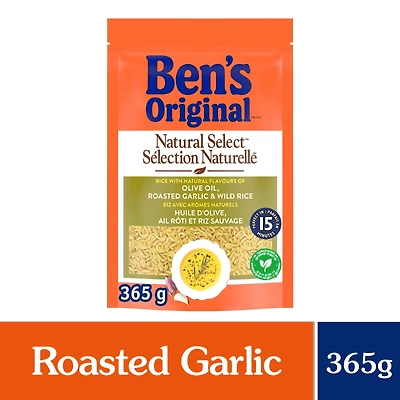 BEN'S ORIGINAL NATURAL SELECT Olive Oil, Garlic Flavour & Wild Rice, 365g pouch, Perfect Every Time™
