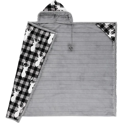 Safdie & Co. Hoodzy Couverture Fausse Fourrure Plaid Noir Cerf