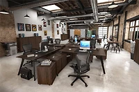 AX1 Square Meeting Table, Medium Brown