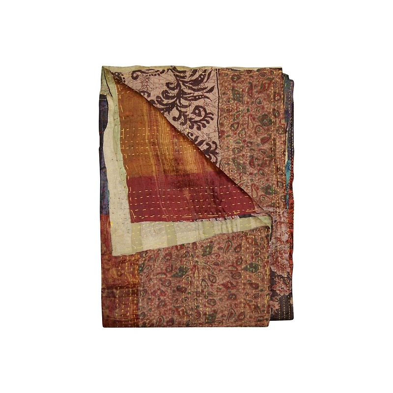 KANTHA SILK THROW BLANKET 50"X70"