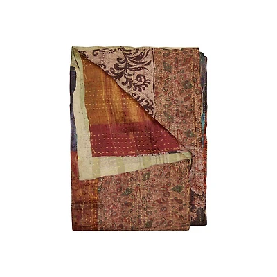 KANTHA SILK THROW BLANKET 50"X70"