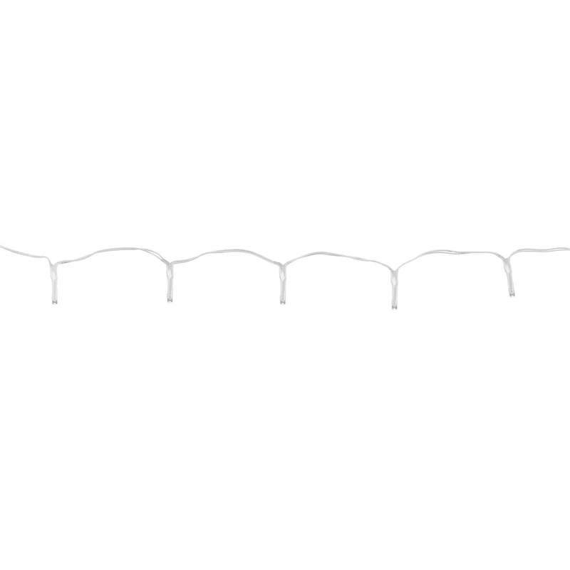 100 5mm battery operated LED Light String, indoor/outdoor, white wire, 8 functions with timer