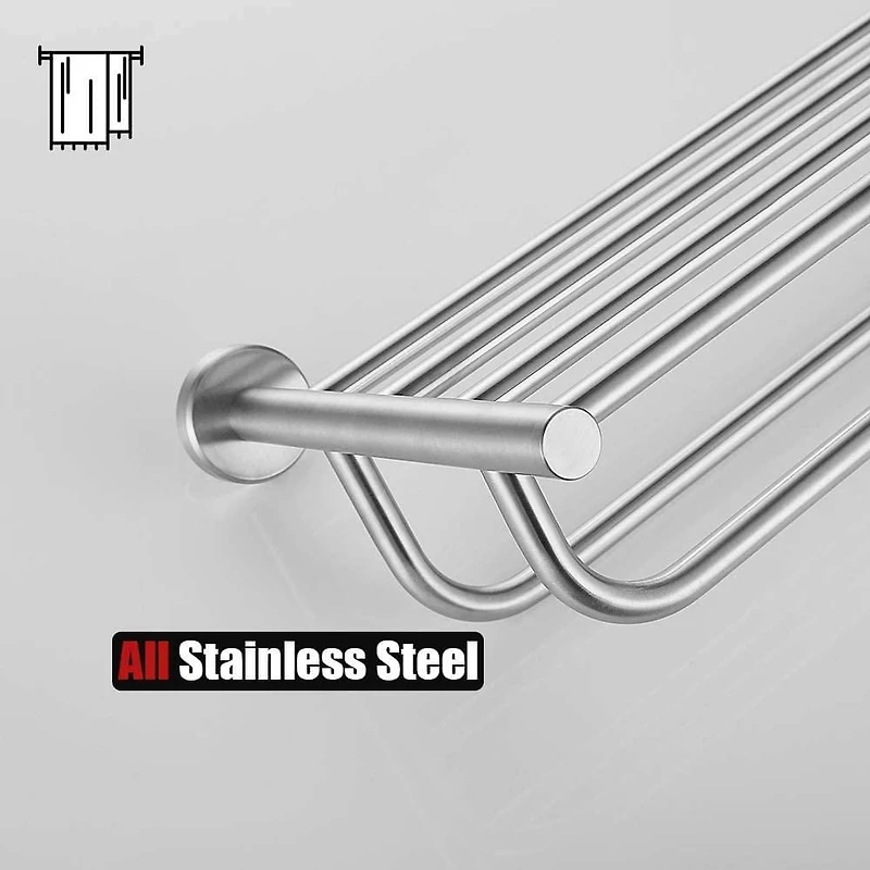 Avanities 32 po. Barre à serviette ronde en acier inoxydable W en acier inoxydable brossé AI-34582