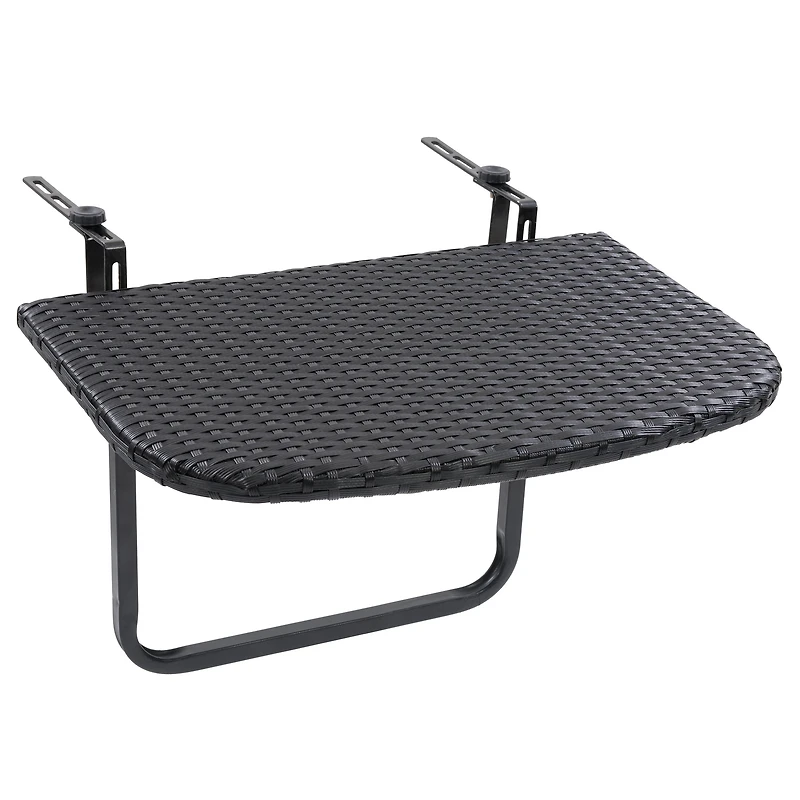 Table de balcon pliante d'extérieur CorLiving Parksville en résine tressée et acier, noire