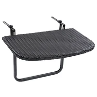 Table de balcon pliante d'extérieur CorLiving Parksville en résine tressée et acier, noire