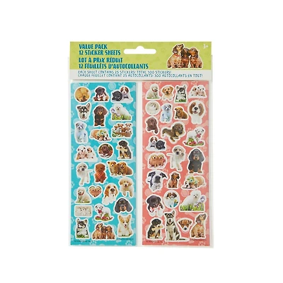 Stickerfitti Puppies Value Pack Stickers, 300 Stickers, Puppy Stickers