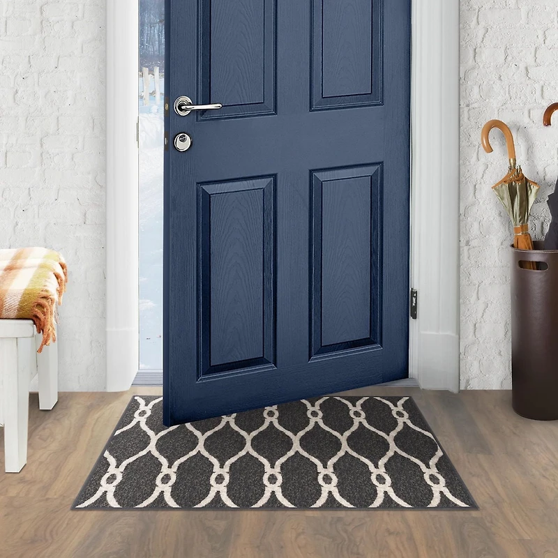 18"x30" Decorative Sharaya Mat, 18"x30" Decorative Sharaya Grey Printed Doormat