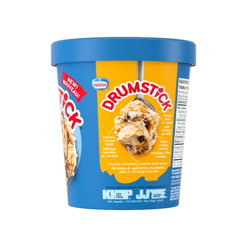 DRUMSTICK Vanille au caramel, dessert glacé à la vanille, caramel, arachides, morceaux de gaufrettes 946 mL