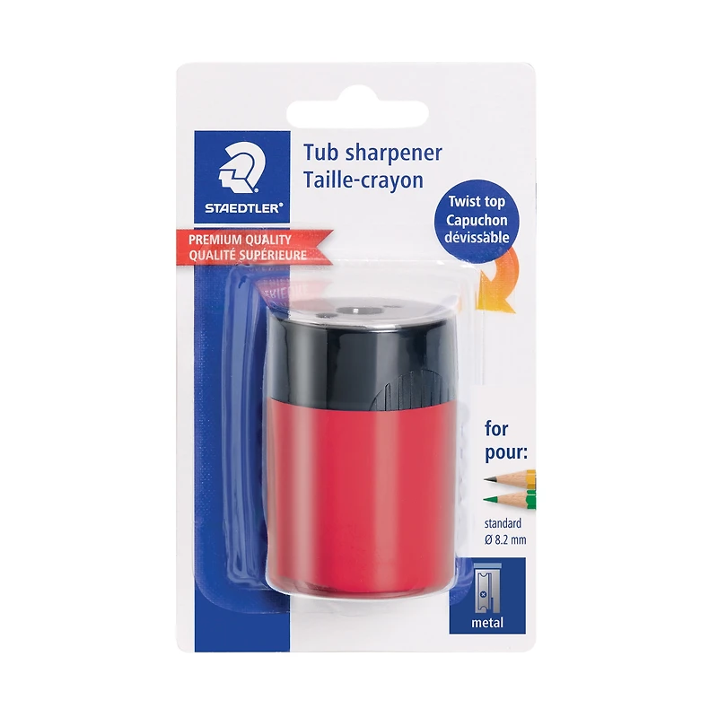 Staedtler Manual Metal Pencil Sharpener with 1 Hole, Red