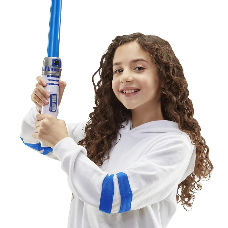 Star Wars Lightsaber Squad R2-D2 Extendable Blue Lightsaber Roleplay Toy for Kids Ages 4 and Up
