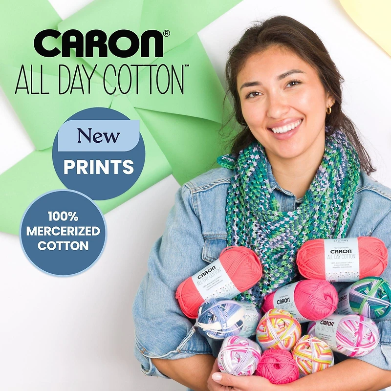 Caron® All Day Cotton™ #4 Worsted (Medium) Cotton Yarn, 3.5oz/100g 173 Yards