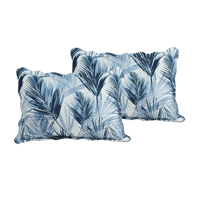 Marina Decoration Couvre-lit Pinsonic imprimé en relief, ensemble de couette d'été ultra doux avec taies d'oreiller, motif de feuilles bleues modernes