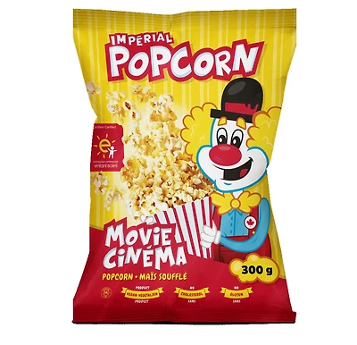 Imperial Popcorn, cinema, sans gluten, sans cholesterol, vegetalien, Casher, 300G Popcorn Imperial Cinema 300g