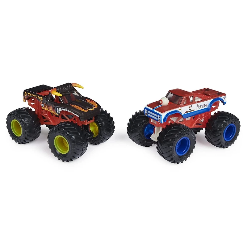 Monster Jam, Monster trucks El Toro Loco vs Cyclops officiels qui changent de couleur en métal moulé, échelle 1:64