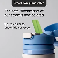 Tommee Tippee Tasse à paille isolée, 11 oz, bouteille d'eau anti-débordement pour les enfants de 18 mois et plus, couvercle à pression permettant de garder le bec propre, bleu, 1 pièce TT 1X INS ONTHEGO STRAW 11OZ BL