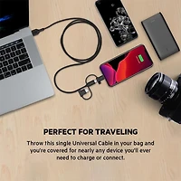 Belkin BoostCharge 3-in-1 Universal USB-A to USB-C, Lightning, Micro-USB Charging Cable (3.3ft/1M) MFi & USB-IF Certified, Compatible with all iPhones, iPads, Galaxy, Tablet, Smartphones & More Black