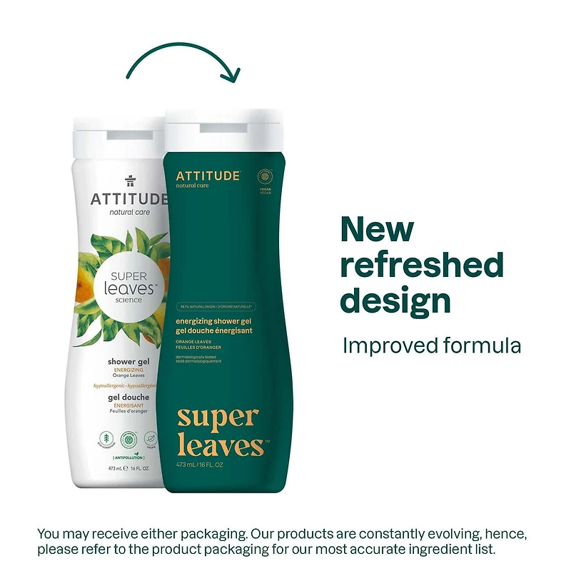 ATTITUDE super leaves, Shower Gel, Orange Leaves, 473 mL