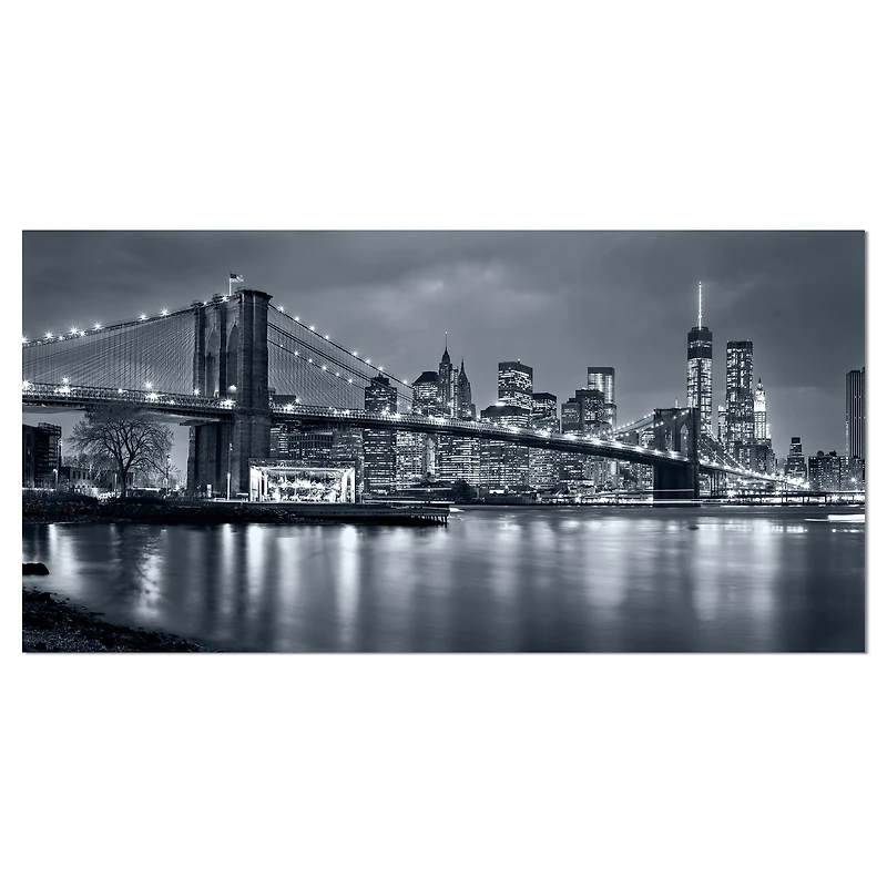 Design Art Panorama New York City at Night Cityscape Canvas Art Print