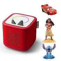 tonies Toniebox 2 Bundle with Lilo et Stitch, Cars: Lightning McQueen, and Vaiana – Sunset Red (French)