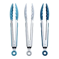 Mainstays 9" Stainless Steel Locking Tongs with Silicone Head, Navy, Grey, or Teal