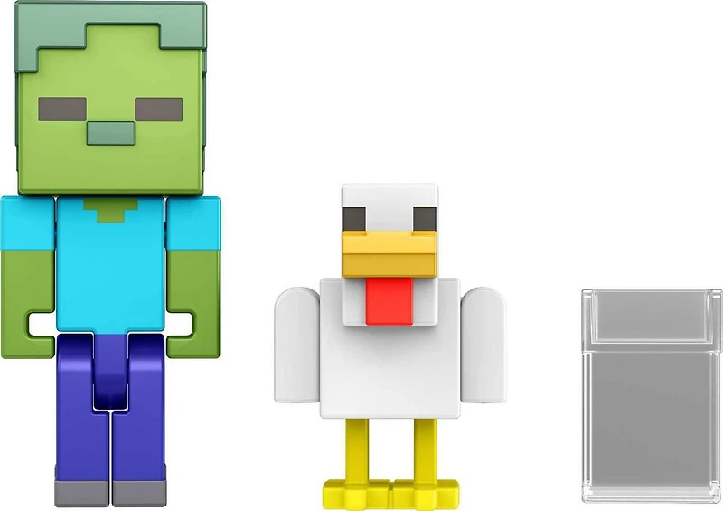 Minecraft Build-A-Portal Figures, 3.25-inch Zombie Chicken Jockey Action Figure with Portal Piece & Accessory