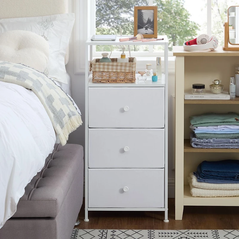 Mainstays 3 Drawer Fabric Nightstand with USB