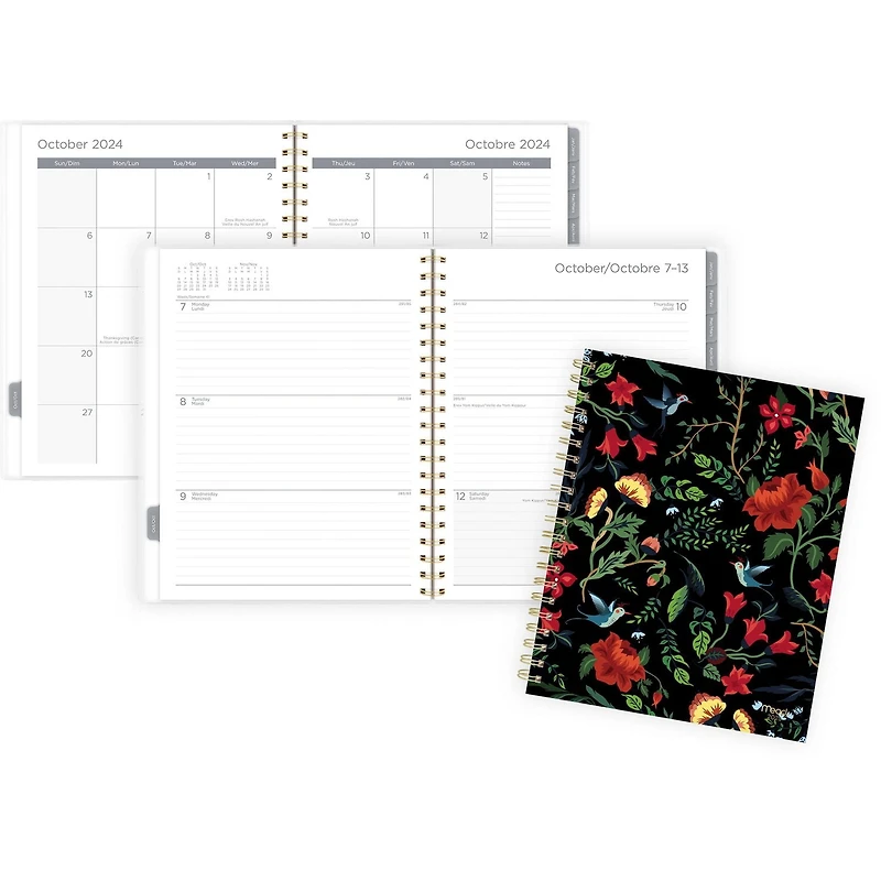 Mead Dark Floral Large Weekly/Monthly Clear Poly Planner, Planner