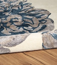 Tapis d'appoint en Laine Aspire Fleurs ivoire et marine de 2 pi x 3 pi