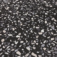 Terrazo Tile Black Polyester Kitchen Mat 18x30