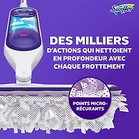 Trousse de nettoyage multisurfaces Swiffer SuperVadrouille pour le nettoyage des planchers parfum Frais la trousse comprend un balai SuperVadrouille 2recharges de coussins nettoyants 1sltin nettoyante