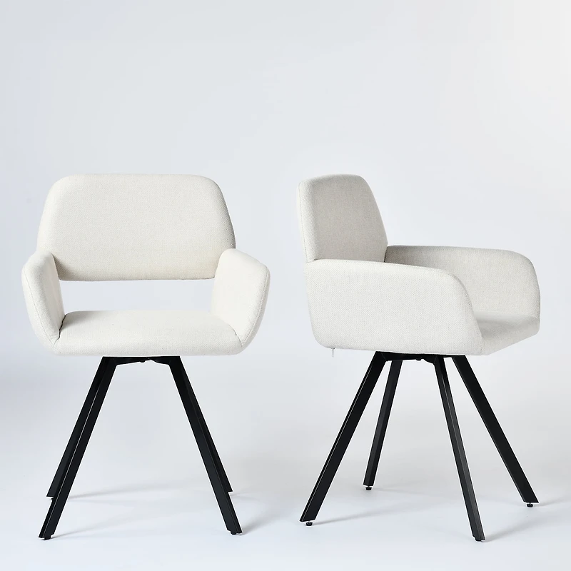 Homy Casa Set of 2 Upholstered Office Desk Chair with Swivel Base Armrests for Modern Home Office, Beige Fabric