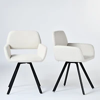 Homy Casa Set of 2 Upholstered Office Desk Chair with Swivel Base Armrests for Modern Home Office, Beige Fabric