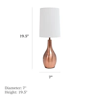 Lampe de table Simple Designs à 1 ampoule en forme de larme, rose doré