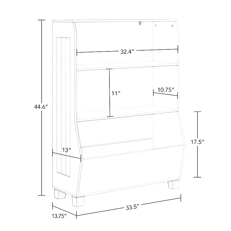 Bibliothèque pour enfants de 23 po avec unité de rangement pour jouets - 2 bacs