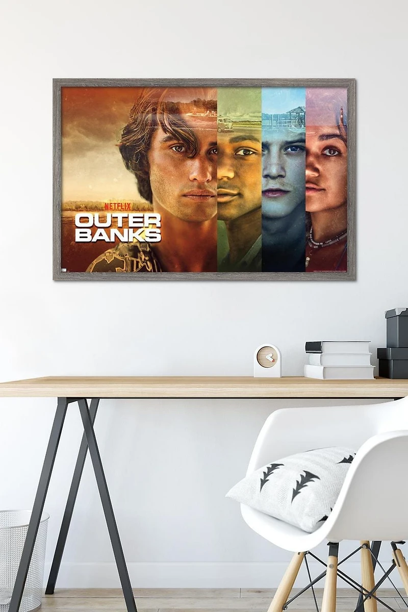 Netflix Outer Banks - Faces Wall Poster, 22.375" x 34" Framed