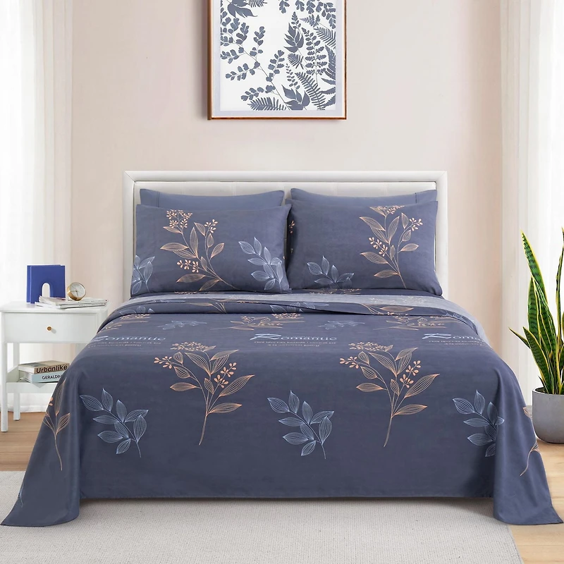 Marina Decoration Ultra Soft Silky Deep Pocket Rich Printed Bedding Rayon from Bamboo All Season Sheet Set with Pillowcases, Romantic Floral Pattern