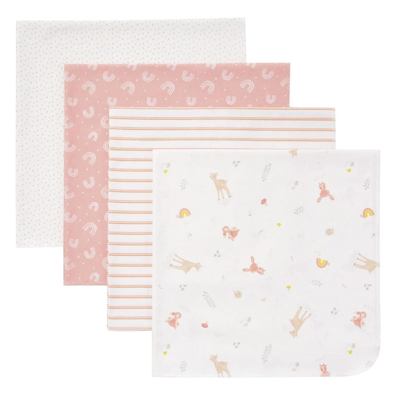 George Baby Flannel Receiving Blankets, 4-pack, organic cotton