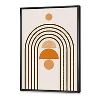 Designart Abstract Rainbow Sun and Moon In Earth Tones IV FLOAT FRAME WALL ART