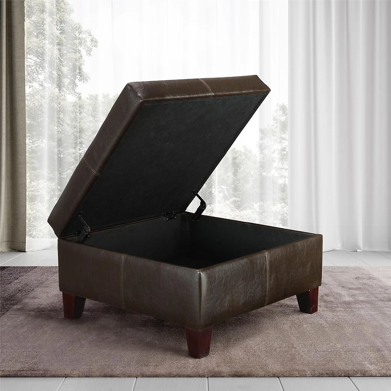 Pouf carré avec rangement de la marque « Dorel Living », Meuble de salle de séjour (espresso)