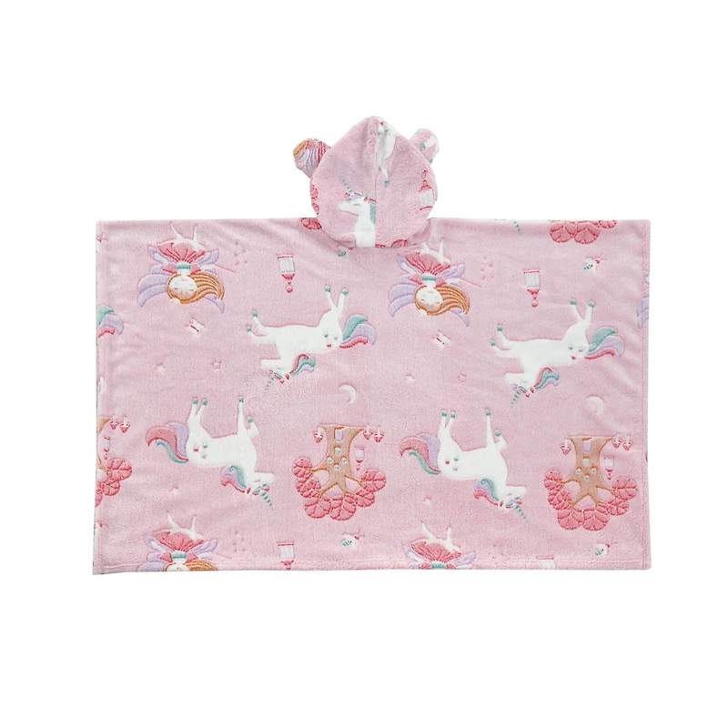 Sweat à capuche Marina Decoration phosphorescent pour enfants et filles, surdimensionné, en flanelle polaire douce et chaude, avec poche géante, 110 x 75 cm, licorne rose