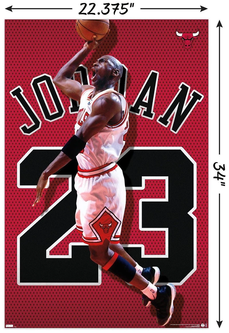 Michael Jordan - Jersey Wall Poster, 22.375" x 34" Framed