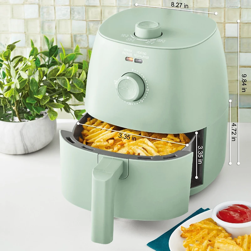 Mainstays 2.2 Quart Compact Air Fryer, Non-Stick, Dishwasher Safe, 1150W, Black