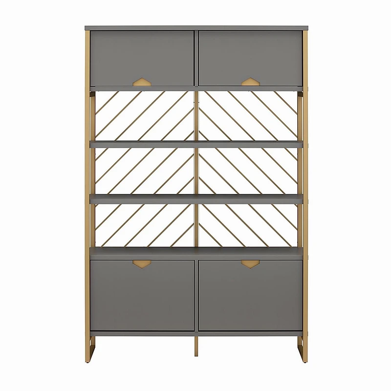 CosmoLiving by Cosmopolitan Brielle Shoe Storage Bookcase & Room Divider, Graphite Gray
